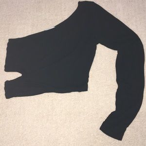Tobi one sleeved black crop open top size small
